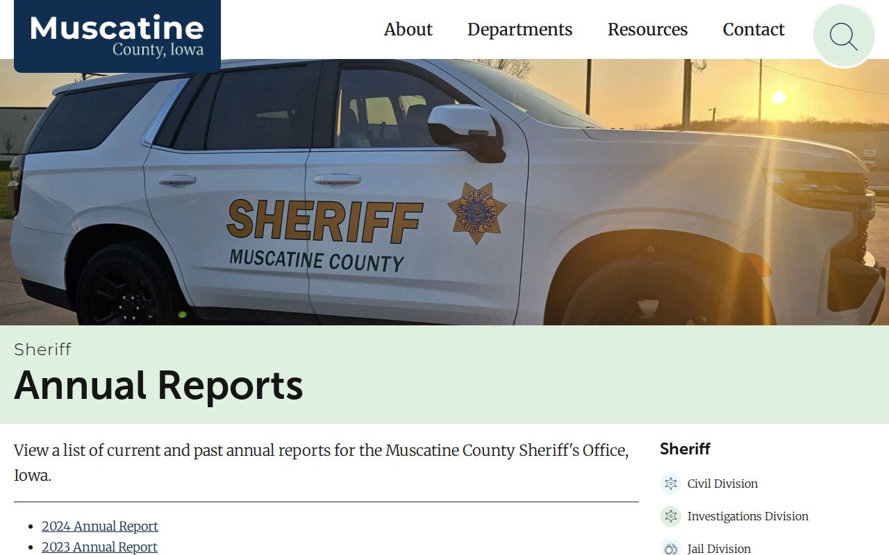 Muscatine County arrest history sheriff annual report archive