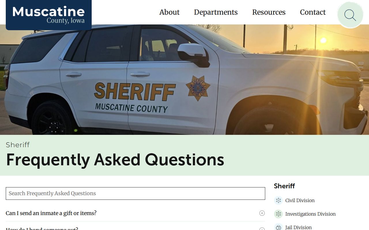 Muscatine County arrest history inmate and bond FAQ