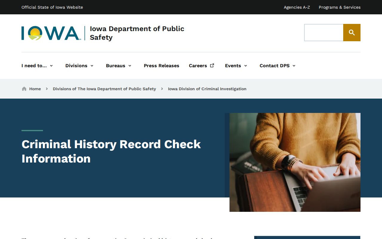 Iowa DCI criminal-history record check information and request options