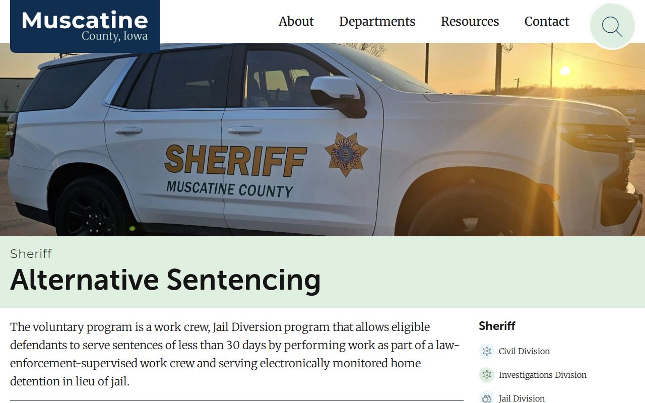 Muscatine County alternative sentencing and Jail Diversion information