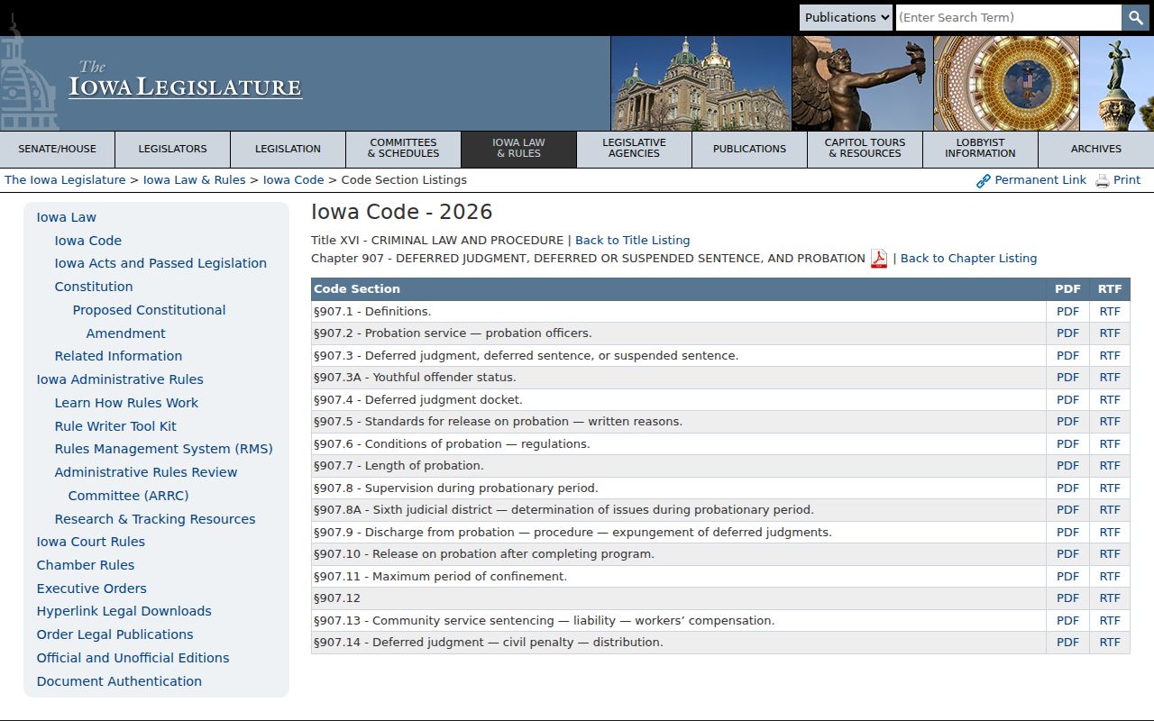 Muscatine County deferred judgment criminal court records under Iowa Code chapter 907