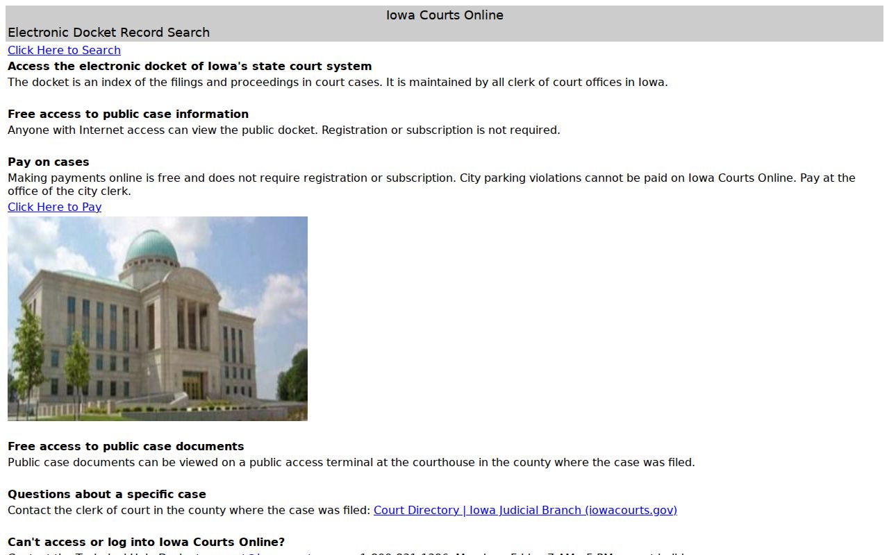 Muscatine County criminal court case search in Iowa Courts Online